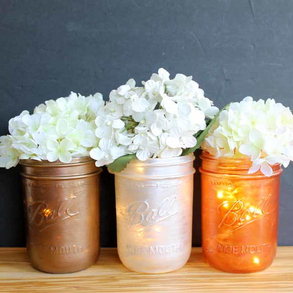 Painted Mason Jar Centerpieces Painted Mason Jar Centerpieces