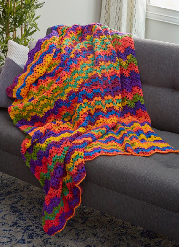 Vibrant Stripes Easy Crochet Blanket