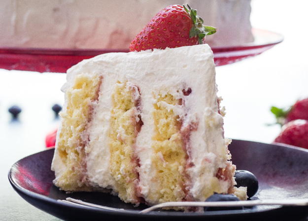 Strawberries and Cream Vertical Layer Cake Strawberries and Cream Vertical Layer Cake