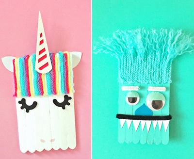 Popsicle Stick Unicorn and Monster Craft