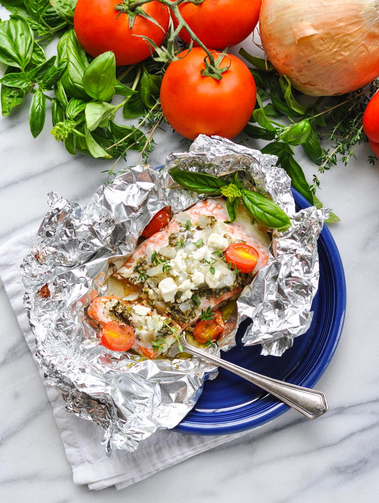 5Ingredient Mediterranean Salmon in Foil Packets