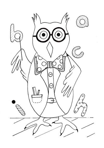 Smart Owl Back to School Coloring Page Smart Owl Back to School Coloring Page