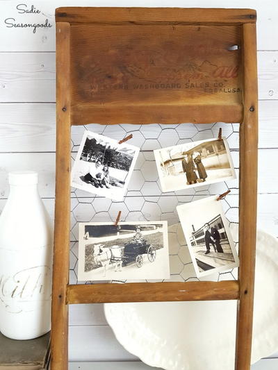 Antique Washboard Photo Display