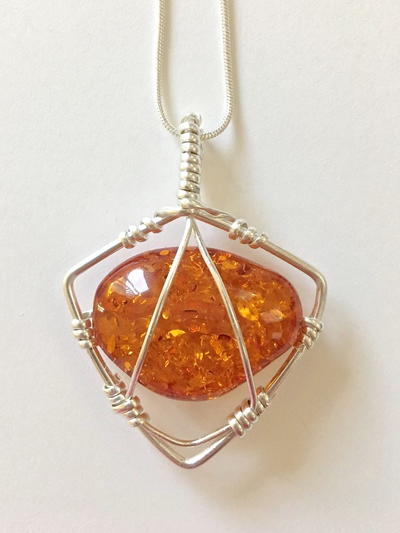 Caged Faux Amber Pendant
