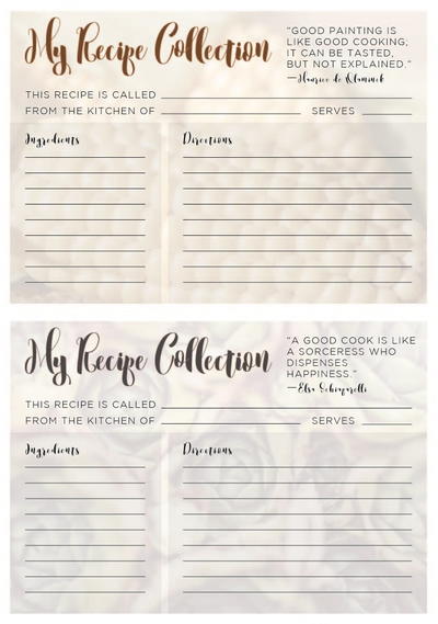 Printable Recipe Cards for Fall