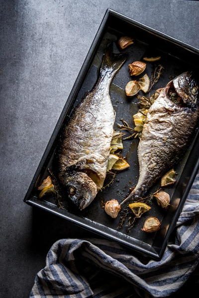 Baked Whole Fish with Lemon and Garlic Butter