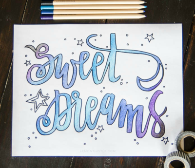 Sweet Dreams Printable Coloring Page