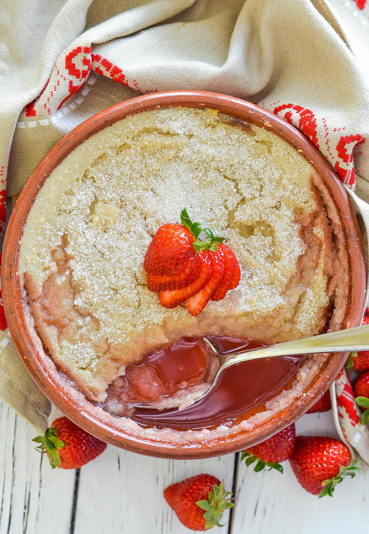 Baked Strawberry Semolina Pudding | FaveHealthyRecipes.com