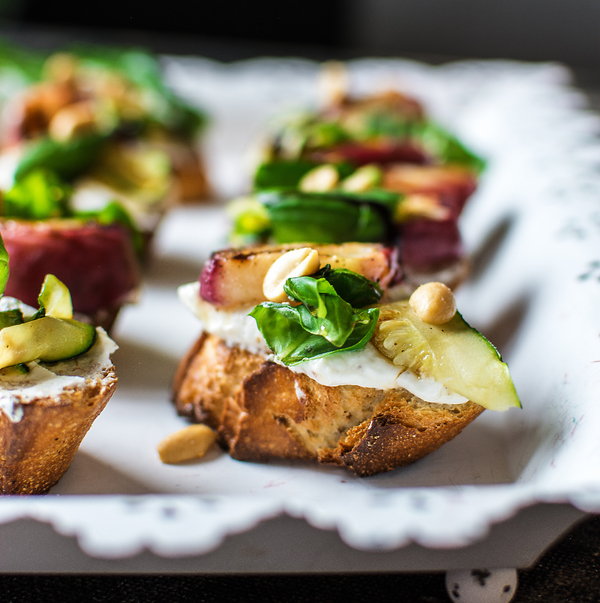 Peach Bruschetta with Whipped Ricotta and Zucchini Peach Bruschetta with Whipped Ricotta and Zucchini