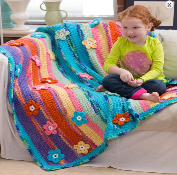 Striped Floral Crochet Afghan Striped Floral Crochet Afghan