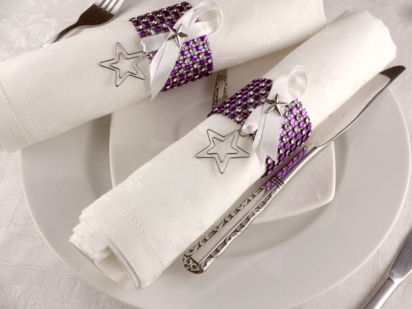 Napkin Rings with Rhinestone Mesh Napkin Rings with Rhinestone Mesh
