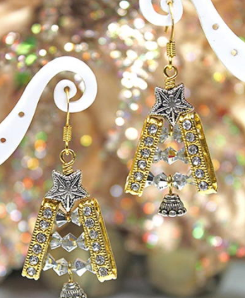 Glitzy Gold Christmas Tree Earrings