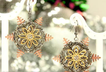 Mixed Metal Snowflake Earrings Mixed Metal Snowflake Earrings