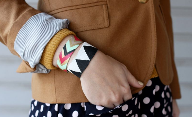 Painted Chevron Leather Bracelet Painted Chevron Leather Bracelet