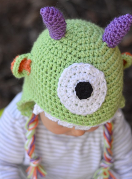 Crocheted Little Monster Baby Hat Pattern Crocheted Little Monster Baby Hat Pattern