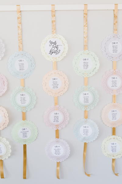 Lacy Doily Wedding Seating Chart