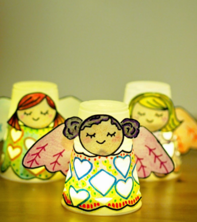 Light Up Paper Cup Angels