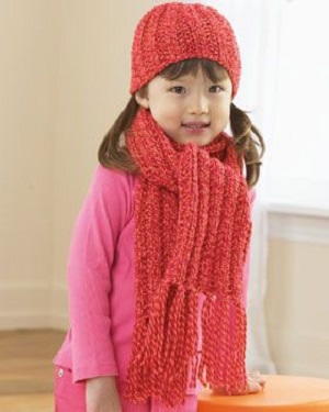 Ribbed Hat and Scarf for Child