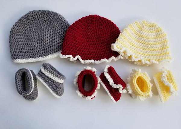 Rag Quilt Baby Hat and Booties Rag Quilt Baby Hat and Booties