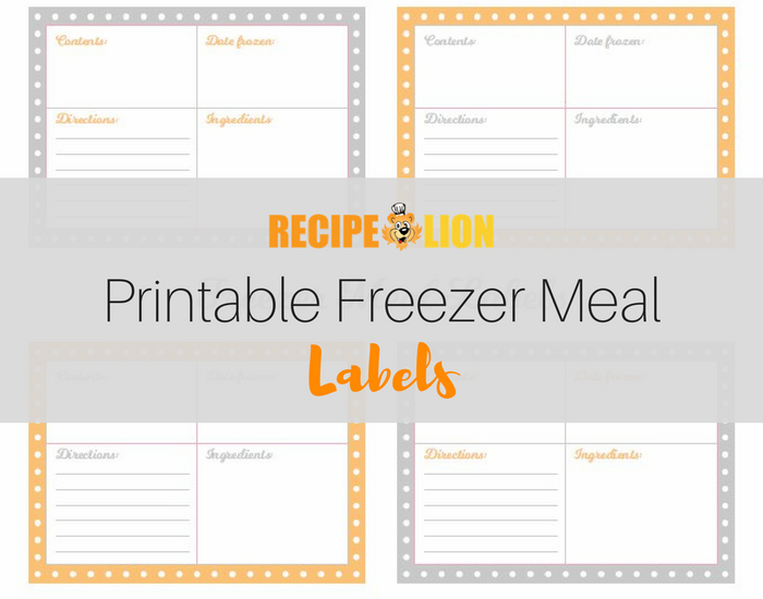 Printable Freezer Meal Labels Recipelion Com
