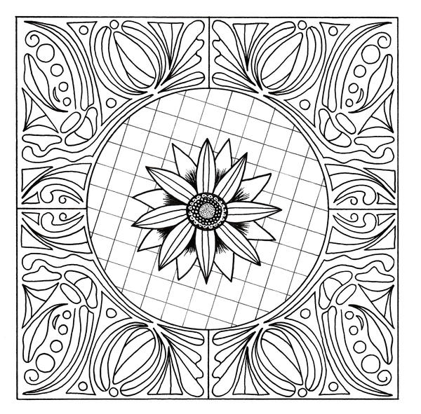 Floral Mandala Adult Coloring Page