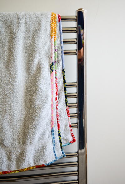 Update a Frayed Towel with Fabric Scrap Bias Binding_2