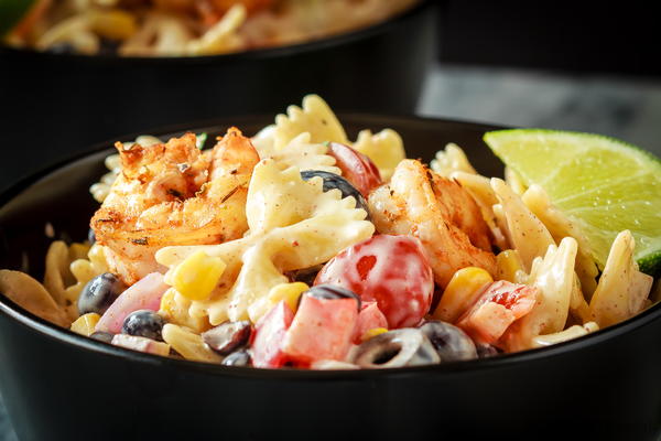 Mexican Pasta Salad with Cajun Shrimp