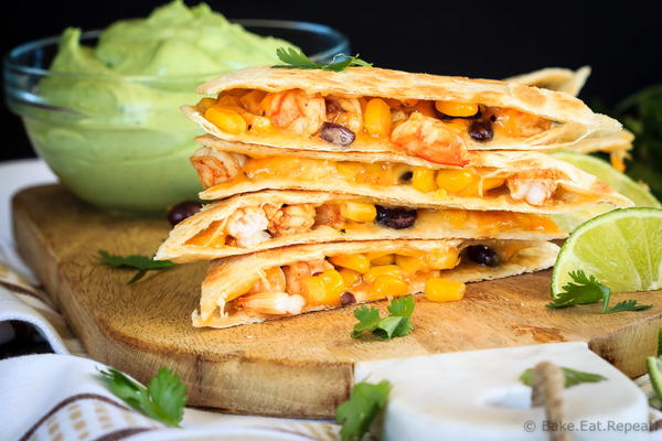 Shrimp Quesadillas with Avocado Cream Shrimp Quesadillas with Avocado Cream