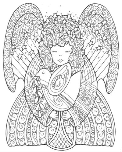 Celestial Angel of Peace Coloring Page