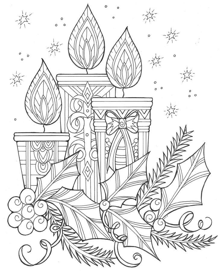 Enchanting Candles and Night Sky Christmas Coloring Page ...