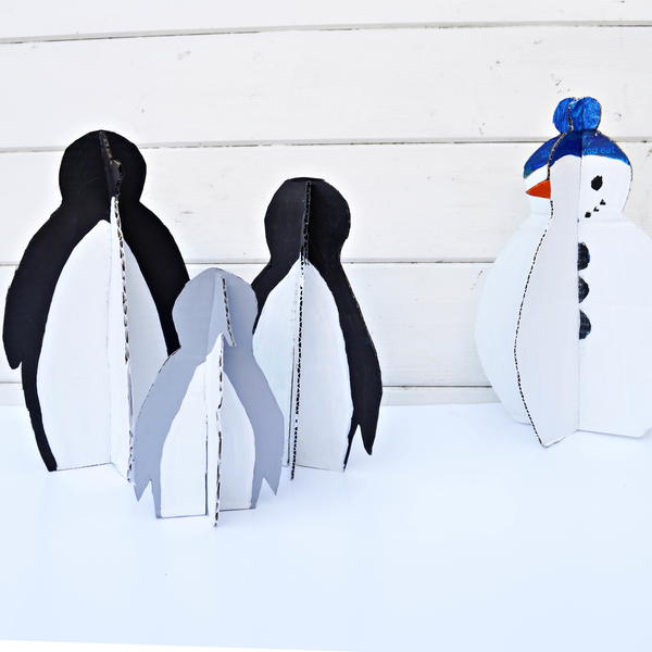 Cute Penguins Snowman made from upcycled packaging Cute Penguins & Snowman made from upcycled packaging