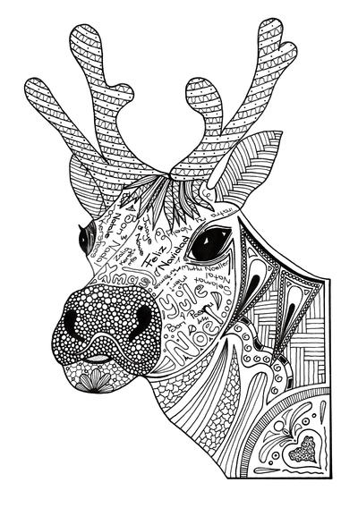 Christmas Reindeer Adult Coloring Page Christmas Reindeer Adult Coloring Page