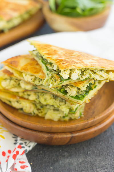 Chicken and Spinach Pesto Quesadillas Chicken and Spinach Pesto Quesadillas