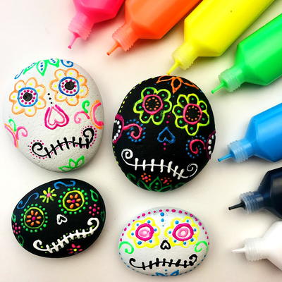Sugar Skull Rocks Using Puffy Paint_2