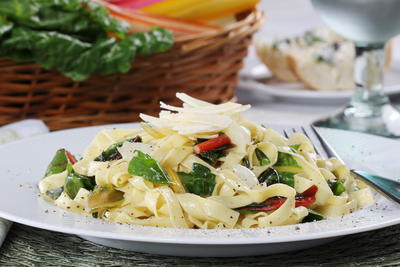 Rainbow Chard Fettuccine Toss