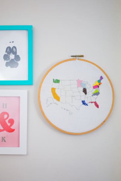 DIY Cross Stitch Travel Map