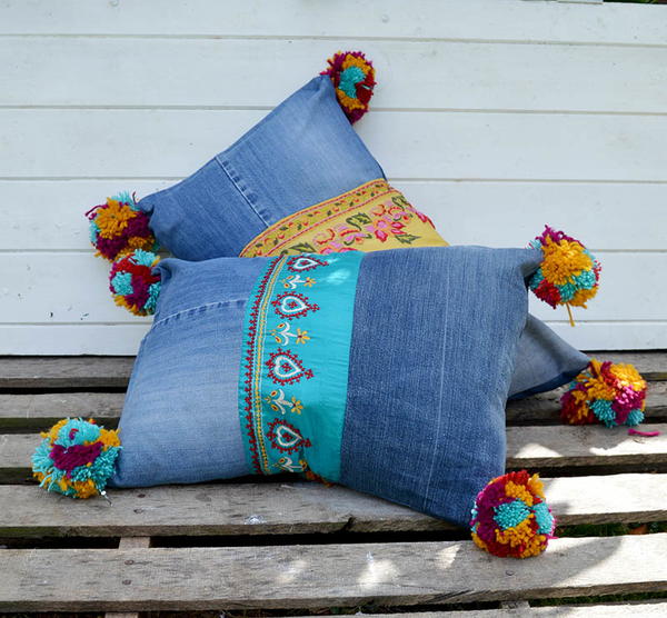 Colourful Boho Denim Pillows Colourful Boho Denim Pillows