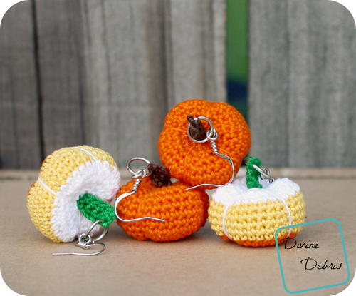 Crochet Stuffed Pumpkins Earrings Crochet Stuffed Pumpkins Earrings