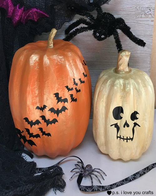 Paper Mache Halloween Pumpkins