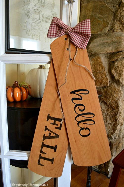 Repurposed Ceiling Fan Blade Welcome Fall Door Tags Repurposed Ceiling Fan Blade Welcome Fall Door Tags