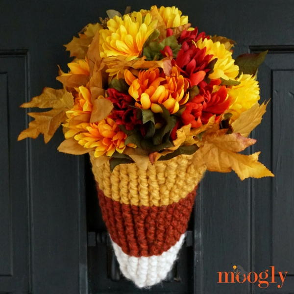 Candy Corn Crochet Door Basket Candy Corn Crochet Door Basket