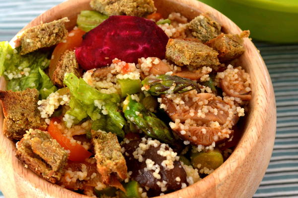 Cosy Couscous Salad With Homemade Croutons Cosy Couscous Salad With Homemade Croutons!