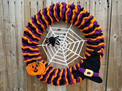 Colorful Halloween Crochet Wreath