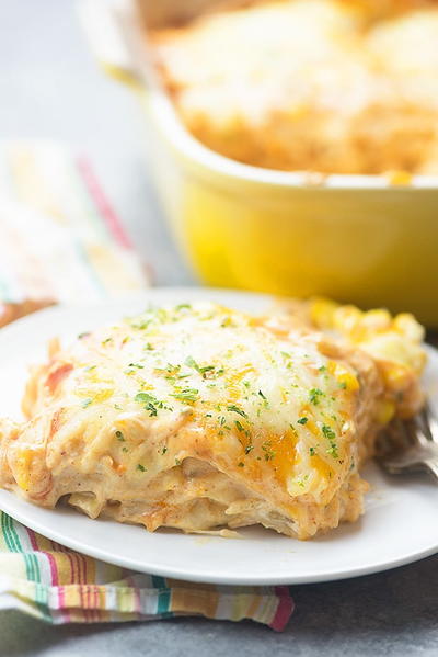 Easy Chicken Enchilada Casserole with Cheese Easy Chicken Enchilada Casserole with Cheese