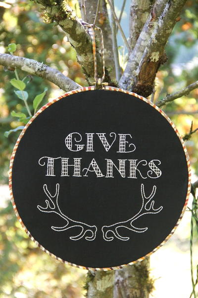 Faux Chalkboard Hoop Art Give Thanks Faux Chalkboard Hoop Art