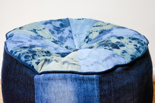 Shibori Inspired Large Denim Floor Cushion Shibori Inspired Large Denim Floor Cushion