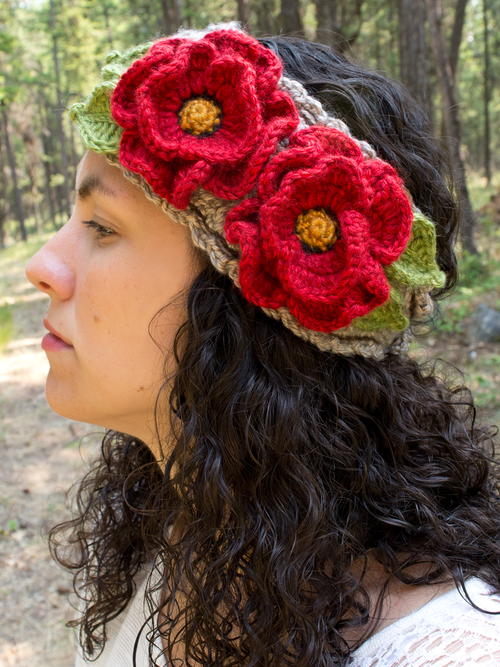 Basket-full Of Poppies Crochet Headband Basket-full Of Poppies Crochet Headband