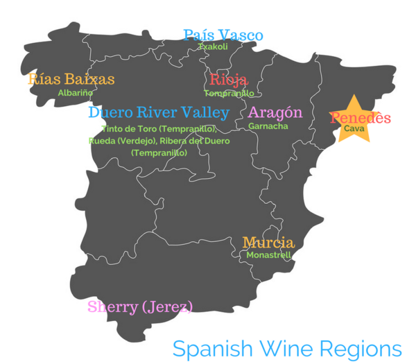Map of Spanish wine regions
