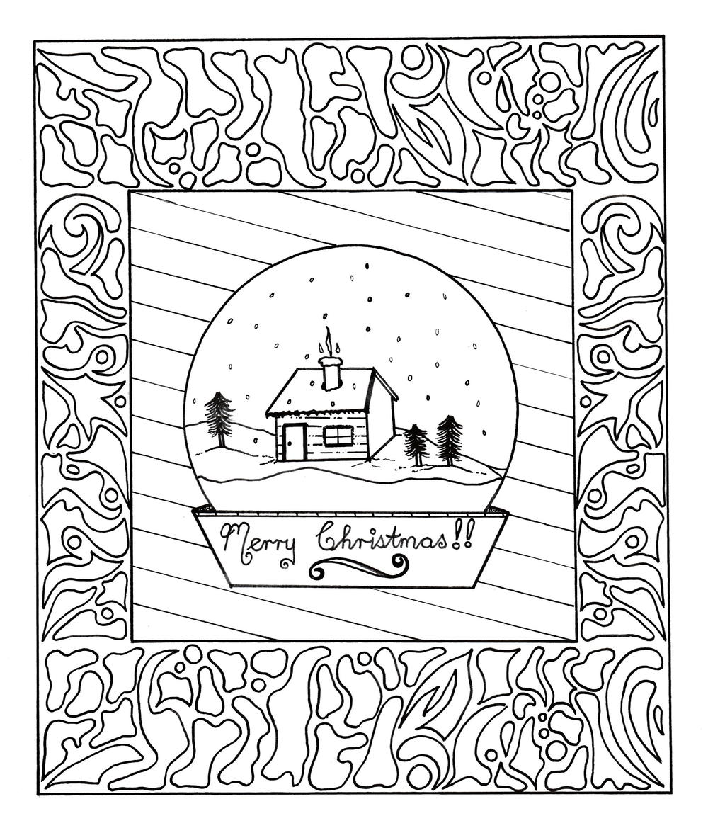 Framed Snow Globe Adult Coloring Page Favecrafts Com