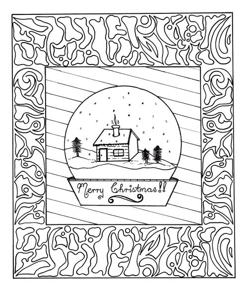Framed Snow Globe Adult Coloring Page Framed Snow Globe Adult Coloring Page